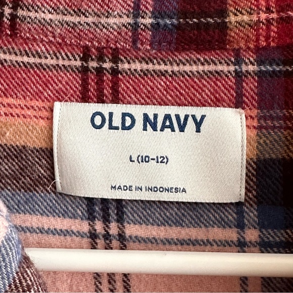 Old Navy Plaid Flannel Button Down Shirt Girl’s Size Large 10-12 - Picture 4 of 5